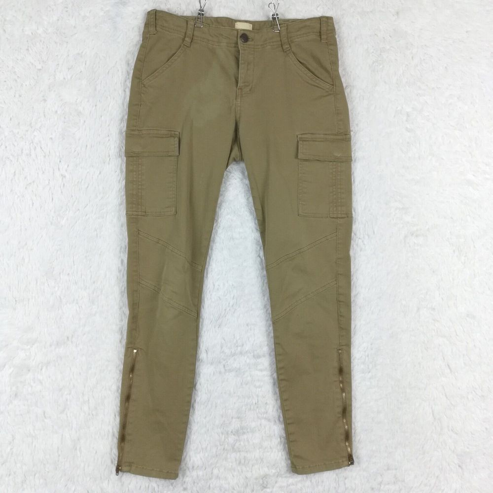 G.H. Bass & Co Womens Pants Skinny Cargo Ankle‎ Zipper Brown Stretch 4